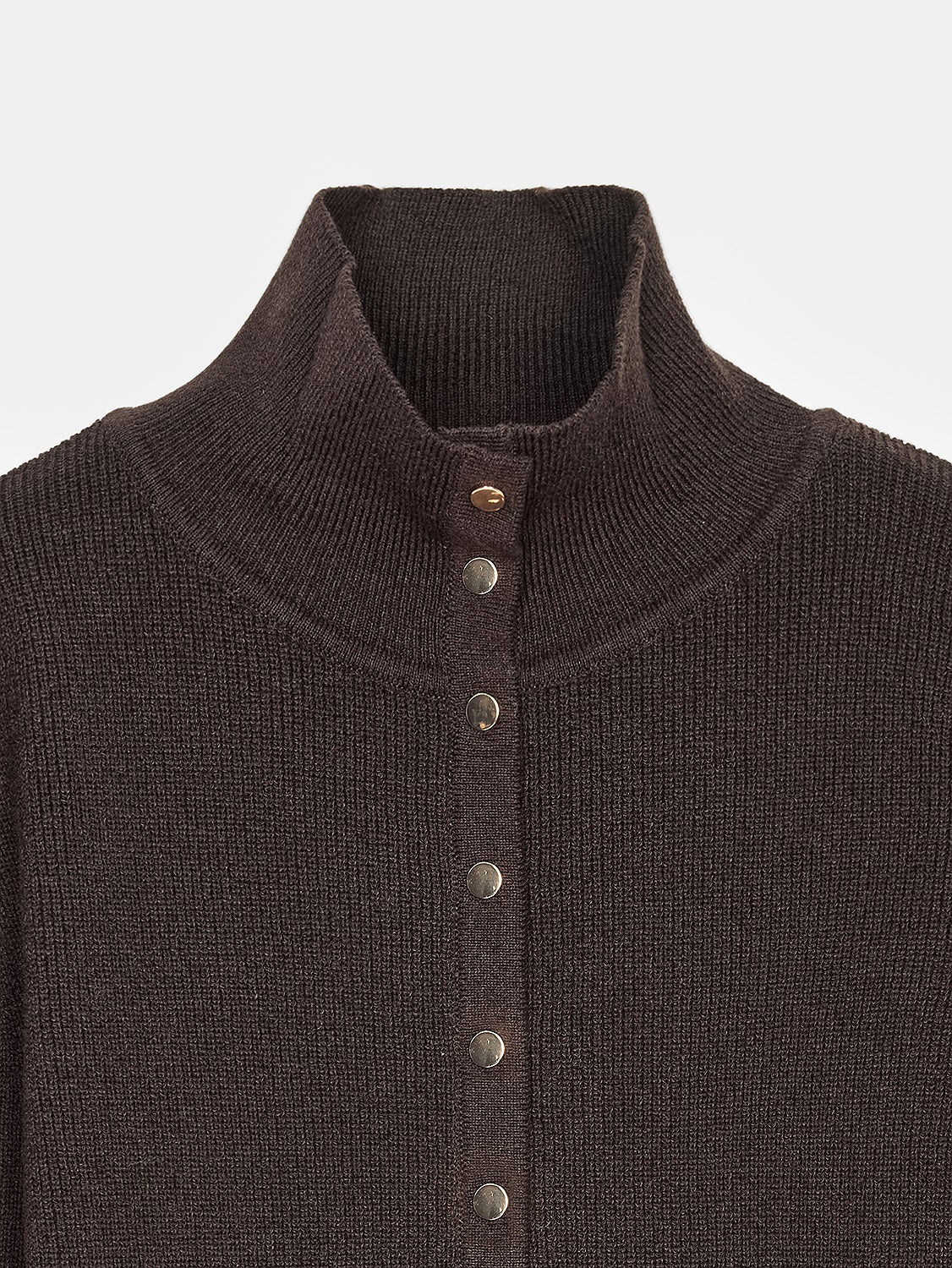 Collared Snap-Button Ribbed Sweater