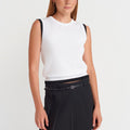 Contrast-Trim Sleeveless Knit Top