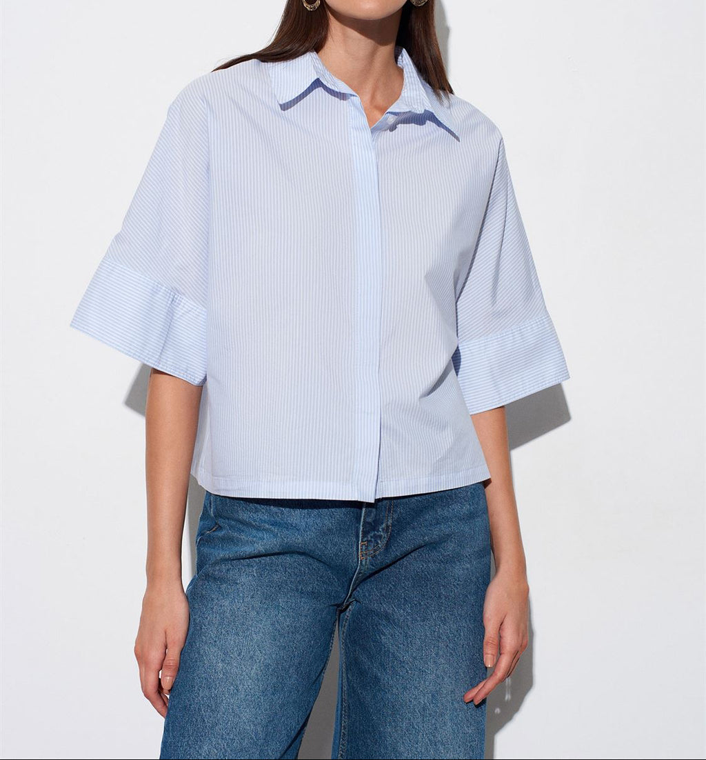 Striped, Short-Sleeve, Oversized
