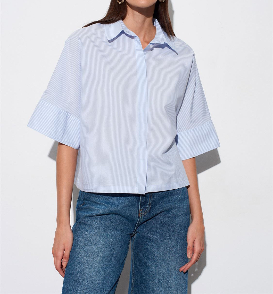 Striped, Short-Sleeve, Oversized