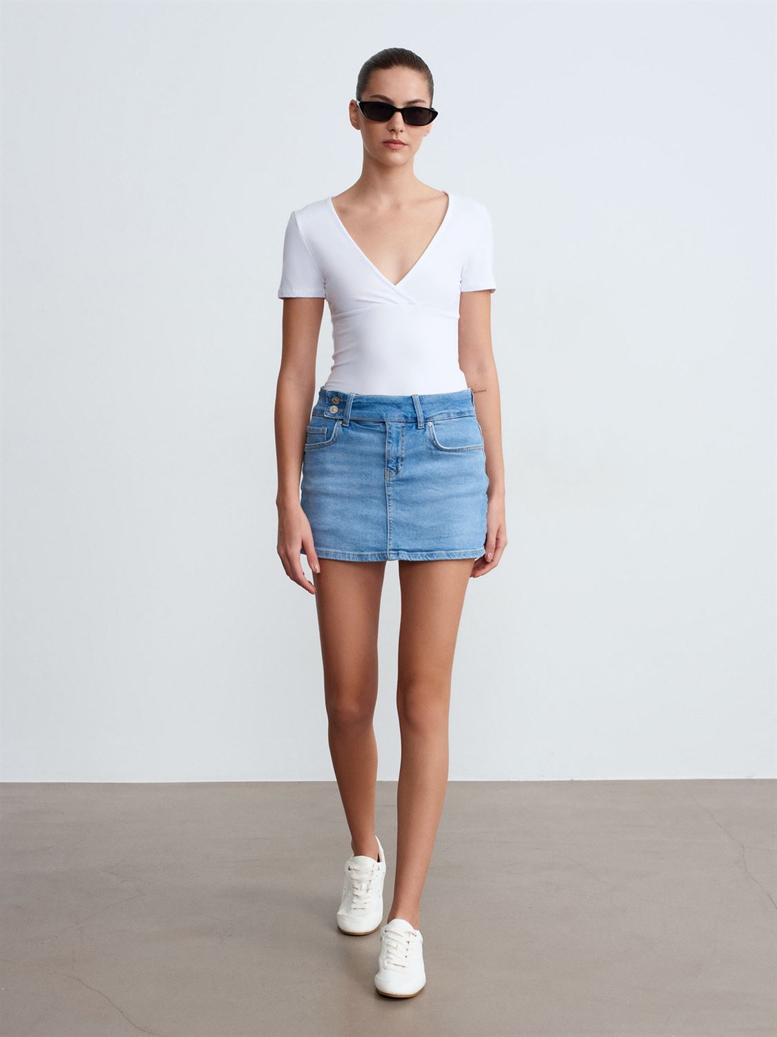 Linear Denim Skirt