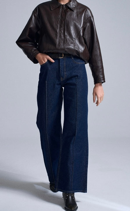 Dark Navy Wide-Leg Jeans