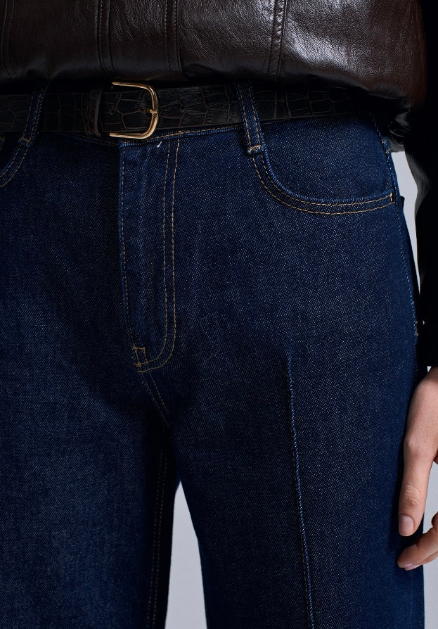 Dark Navy Wide-Leg Jeans