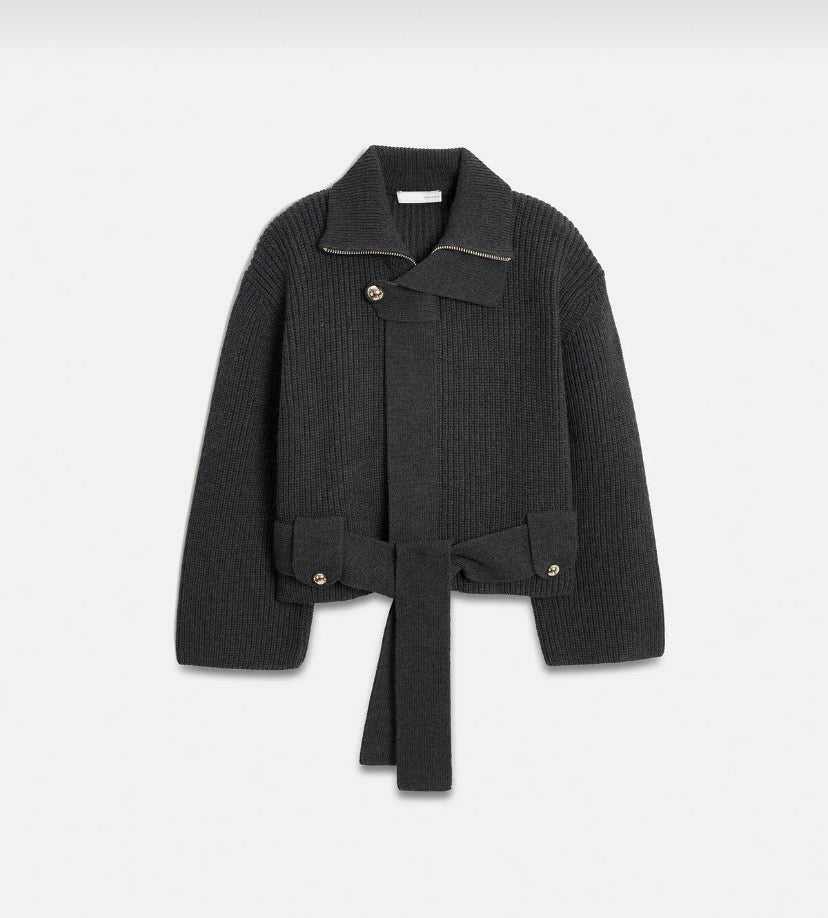 Wool blend knit cardigan