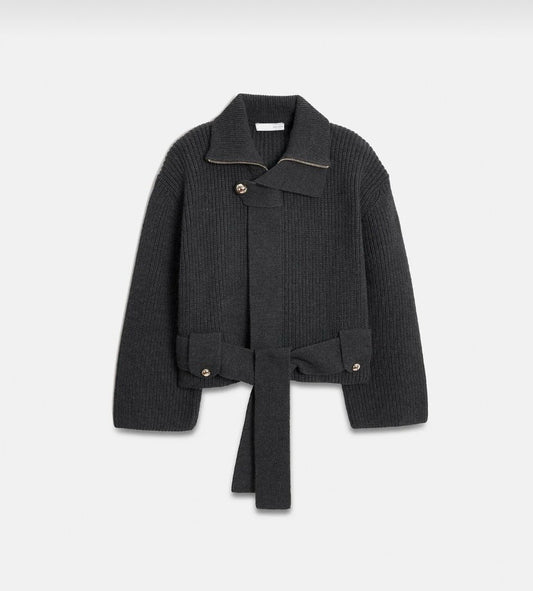 Wool blend knit cardigan