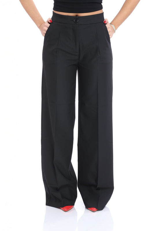 Black Wide-Leg Tailored Trousers