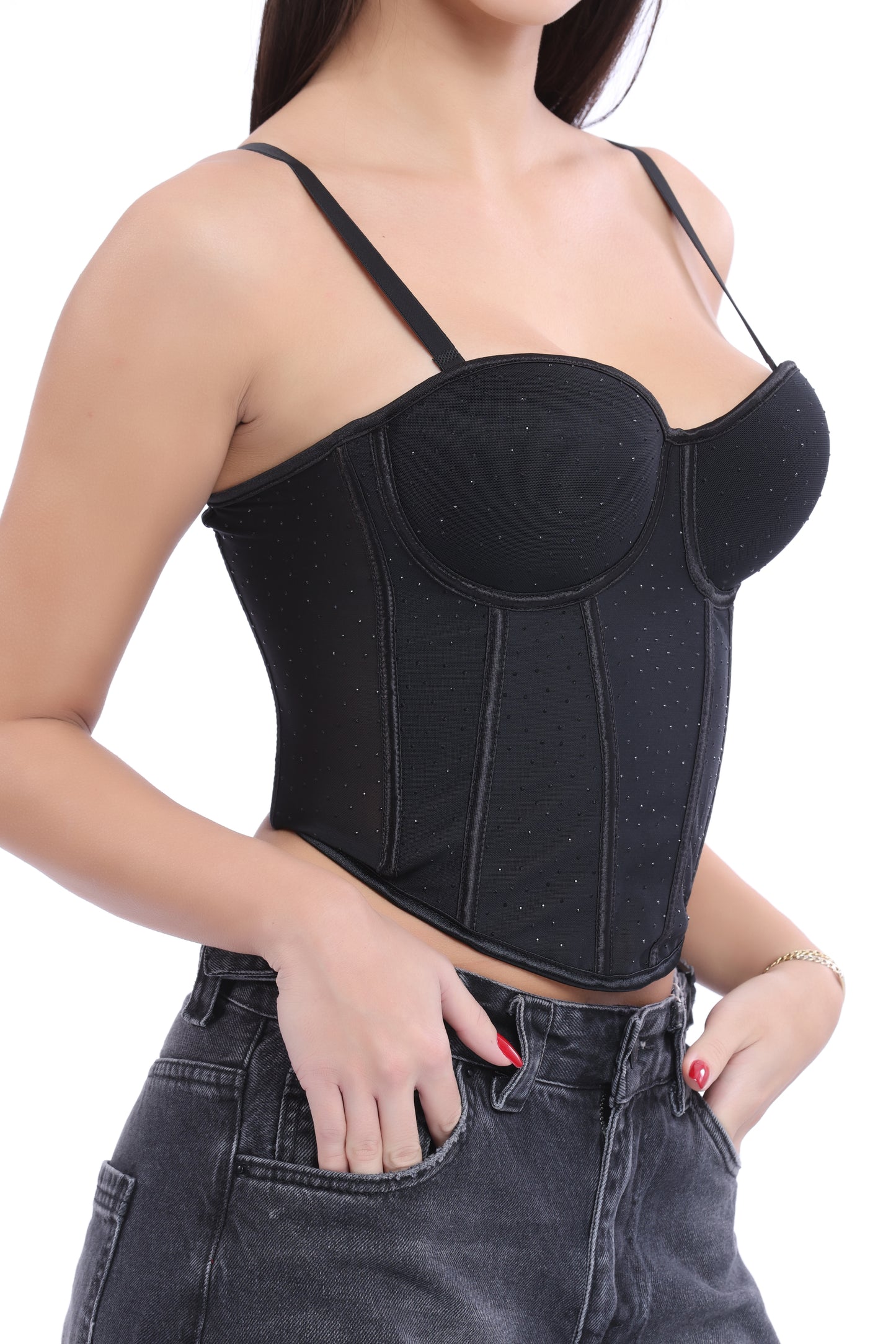 Black Sparkle Corset Top
