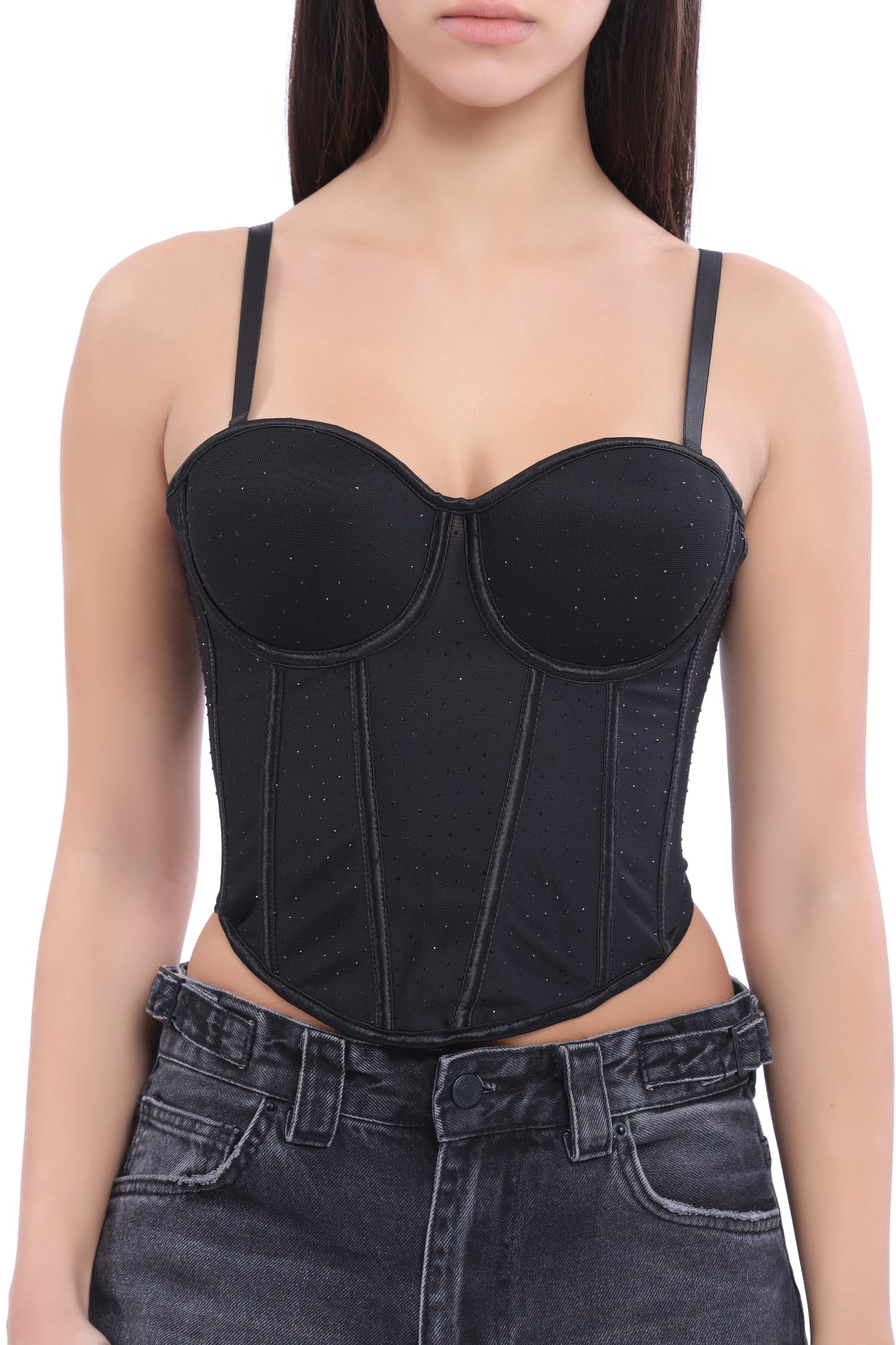 Black Sparkle Corset Top