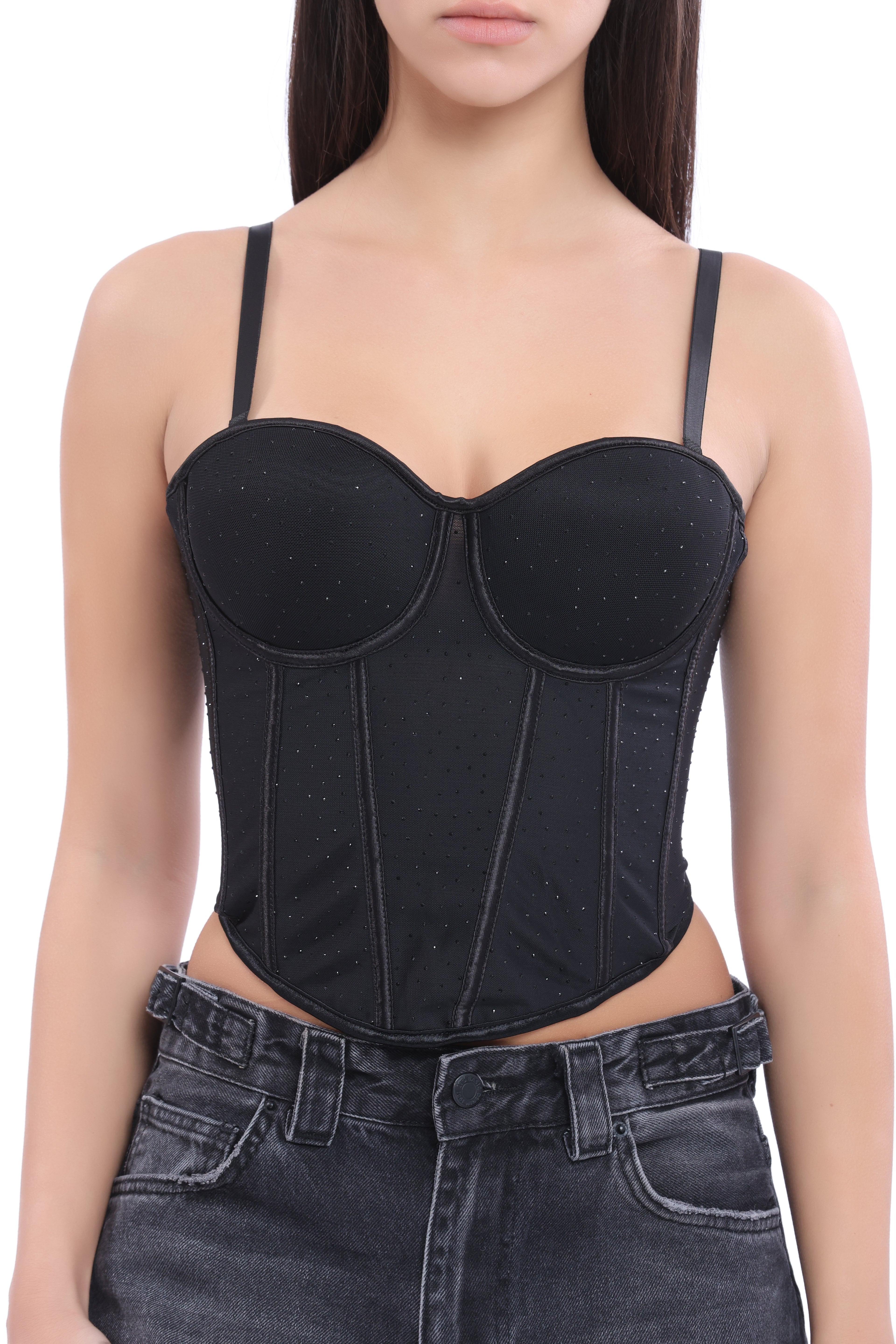 Black Sparkle Corset Top