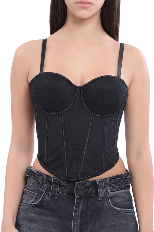 Black Sparkle Corset Top