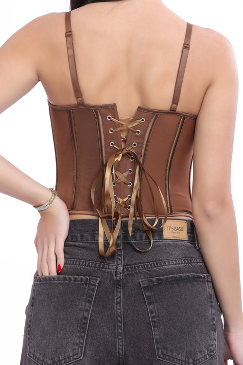 Brown Lace Corset Top